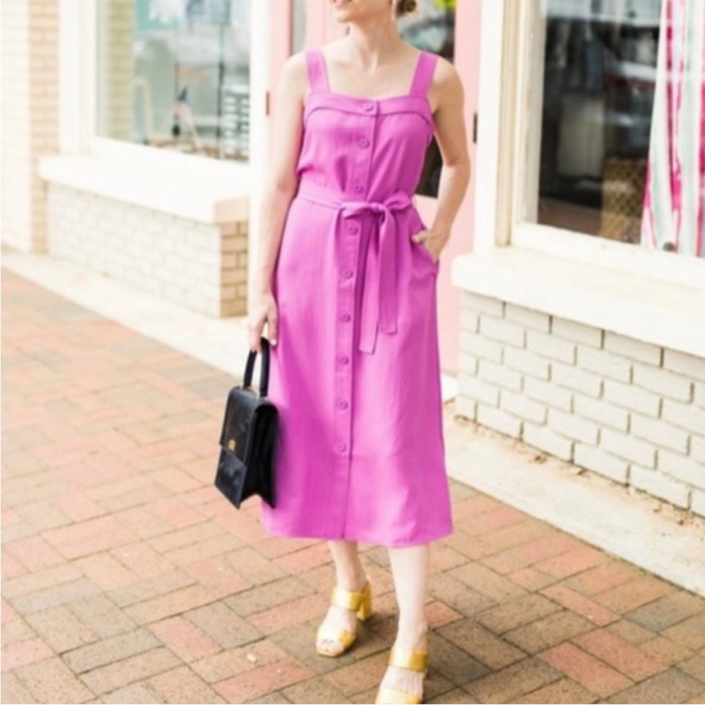 Everlane Japanese GoWeave Picnic Dress Magenta Sz 8